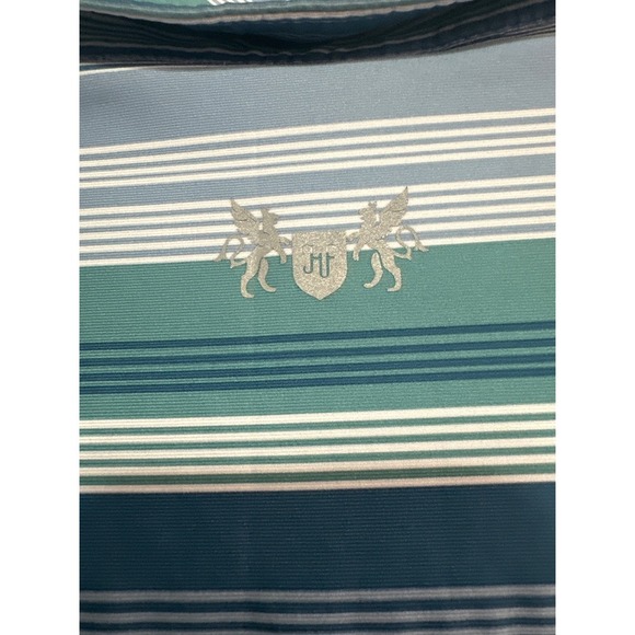 Hickey Freeman Golf XXL Striped Polo Shirt Blue Green Performance Mens - Picture 2 of 4